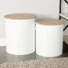 Olivia & May Set of 2 Farmhouse Metal Storage Ottoman White - Olivia & May 2 Olivia & May Set of 2 Farmhouse Metal Storage Ottoman White - Olivia & May -Ottomans Official Shop unnamed file 218