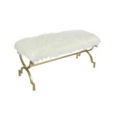 Olivia & May Faux Fur Cushion Bench White - Olivia & May