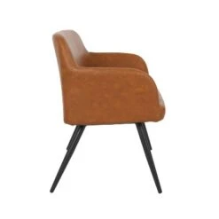 44" Daniella Industrial Bench Steel/Faux Leather Black/Camel - LumiSource