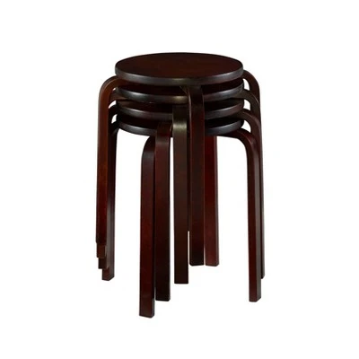 Set of 4 Bentwood Stools - Linon Espresso Brown 3 Set of 4 Bentwood Stools - Linon Espresso Brown