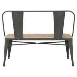 Oregon Industrial Dining/Entryway Bench with Gray Frame And Brown Wood - Lumisource -Ottomans Official Shop unnamed file 2242