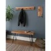 36" Hairpin Live Edge Wood Bench with Coat Hook Set Natural - Alaterre Furniture