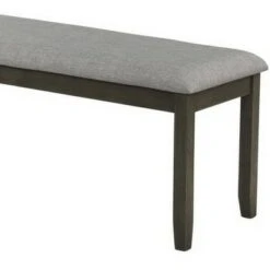 Wooden Bench with Fabric Upholstered Seat and Chamfered Legs - Benzara Gray/black