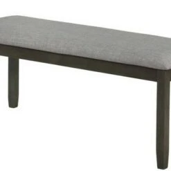 Wooden Bench with Fabric Upholstered Seat and Chamfered Legs - Benzara Gray/black -Ottomans Official Shop unnamed file 2324