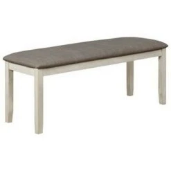 Wooden Bench with Fabric Upholstered Seat and Chamfered Legs - Benzara Gray/black -Ottomans Official Shop unnamed file 2326