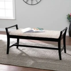 Trentwood Coastal 44.25" Water Hyacinth Bench Whitewashed/Black - Aiden Lane -Ottomans Official Shop unnamed file 2330