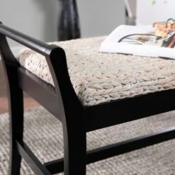 Trentwood Coastal 44.25" Water Hyacinth Bench Whitewashed/Black - Aiden Lane -Ottomans Official Shop unnamed file 2331