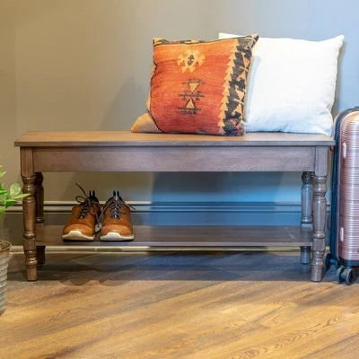 Decor Therapy Charlie Bench with Shelf - Décor Therapy Gray 7 Decor Therapy Charlie Bench with Shelf - Décor Therapy Gray – Image 5