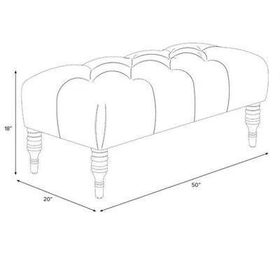 Edwardian Upholstered Tufted Bench - Skyline Furniture White 4 Edwardian Upholstered Tufted Bench - Skyline Furniture White – Image 2