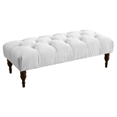 Edwardian Upholstered Tufted Bench - Skyline Furniture White 5 Edwardian Upholstered Tufted Bench - Skyline Furniture White – Image 3