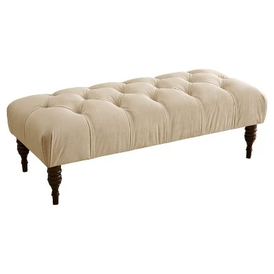 Edwardian Upholstered Tufted Bench - Skyline Furniture White 8 Edwardian Upholstered Tufted Bench - Skyline Furniture White – Image 6