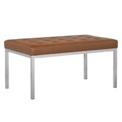 35" Studio Designs Home Lintel Tufted Bonded Leather Bench Gray -Ottomans Official Shop unnamed file 2379