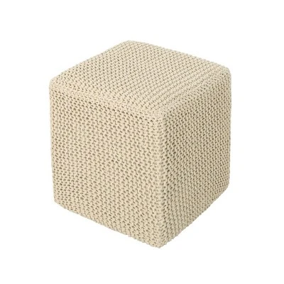 Tessie Knitted Foot Stool - Christopher Knight Home Beige 6 Tessie Knitted Foot Stool - Christopher Knight Home Beige – Image 4