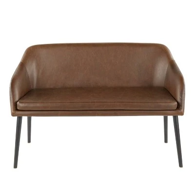 Shelton Contemporary Bench Faux Leather Black/Espresso - LumiSource 6 Shelton Contemporary Bench Faux Leather Black/Espresso - LumiSource – Image 4