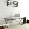 Ornelas Metal Base Linen Bench Gray - Inspire Q