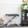 Woven Faux Leather Stool - Olivia & May Black