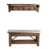Millwork Bench with Coat Hook Shelf Wood and Zinc Metal Silver/Light Amber - Alaterre Furniture -Ottomans Official Shop unnamed file 2536