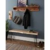 48" Hairpin Live Edge Wood Bench with Coat Hook Shelf Set Natural - Alaterre Furniture