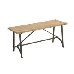 Olivia & May Industrial Knotted Wood Bench Beige - Olivia & May -Ottomans Official Shop unnamed file 2559