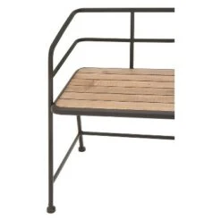 Metal and Wood Bench Slat Back Black/Brown - Olivia & May -Ottomans Official Shop unnamed file 2568