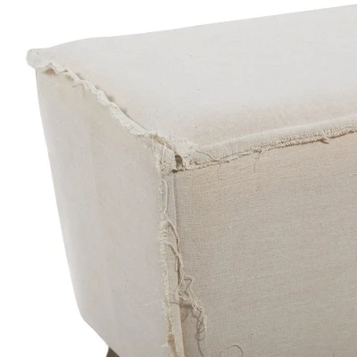 Olivia & May Rustic Wood and Foot Stool with Cushion White - Olivia & May 5 Olivia & May Rustic Wood and Foot Stool with Cushion White - Olivia & May – Image 3