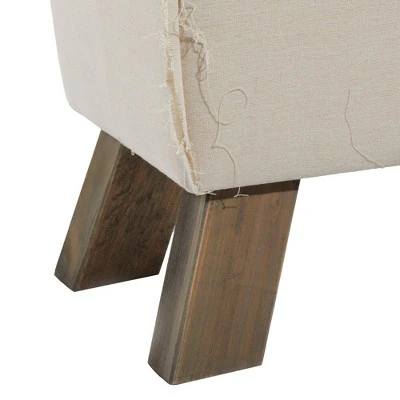 Olivia & May Rustic Wood and Foot Stool with Cushion White - Olivia & May 6 Olivia & May Rustic Wood and Foot Stool with Cushion White - Olivia & May – Image 4