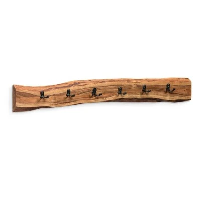 48" Hairpin Live Edge Wood Bench with Coat Hook Set Natural - Alaterre Furniture 4 48" Hairpin Live Edge Wood Bench with Coat Hook Set Natural - Alaterre Furniture – Image 2
