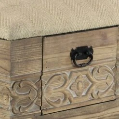 Olivia & May Rustic Cushioned Stool with Drawer Beige - Olivia & May -Ottomans Official Shop unnamed file 2619