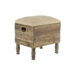 Olivia & May Rustic Cushioned Stool with Drawer Beige - Olivia & May -Ottomans Official Shop unnamed file 2621