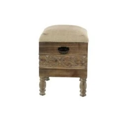 Olivia & May Rustic Cushioned Stool with Drawer Beige - Olivia & May -Ottomans Official Shop unnamed file 2622