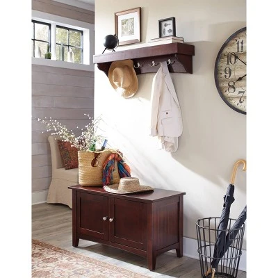 Shaker Cottage Storage Cabinet Bench Espresso - Alaterre Furniture 6 Shaker Cottage Storage Cabinet Bench Espresso - Alaterre Furniture – Image 4