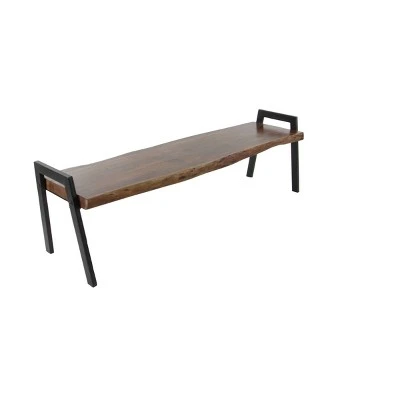 Olivia & May Natural Wooden Bench Brown - Olivia & May 3 Olivia & May Natural Wooden Bench Brown - Olivia & May