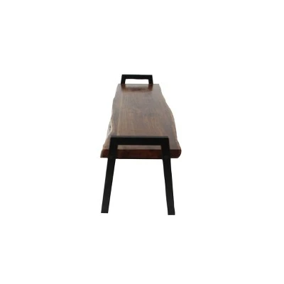 Olivia & May Natural Wooden Bench Brown - Olivia & May 4 Olivia & May Natural Wooden Bench Brown - Olivia & May – Image 2