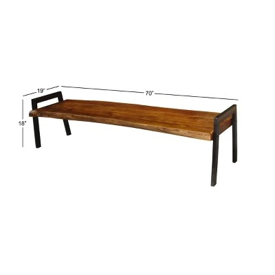 Olivia & May Natural Wooden Bench Brown - Olivia & May 6 Olivia & May Natural Wooden Bench Brown - Olivia & May – Image 4