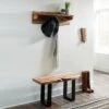 Alaterre Furniture Alpine Natural Brown Live Edge 36" Bench with Coat Hook Shelf Set Metal And Wood -Ottomans Official Shop unnamed file 2646