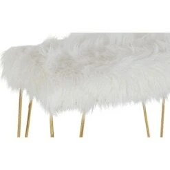 Olivia & May Modern Faux Fur Cushioned Bench Gold - Olivia & May -Ottomans Official Shop unnamed file 2655