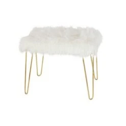 Olivia & May Modern Faux Fur Cushioned Bench Gold - Olivia & May -Ottomans Official Shop unnamed file 2656