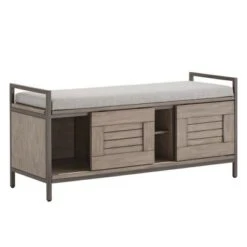 Valeria Storage Bench with Cushion Gray - Inspire Q