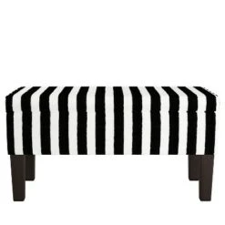 Mila Storage Bench Black/White Stripe - Skyline Furniture