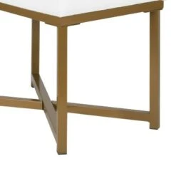 Metal Framed Bench with Button Tufted Velvet Upholste Seat White/Gold - Benzara 8 Metal Framed Bench with Button Tufted Velvet Upholste Seat White/Gold - Benzara -Ottomans Official Shop unnamed file 2723