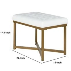Metal Framed Bench with Button Tufted Velvet Upholste Seat White/Gold - Benzara 9 Metal Framed Bench with Button Tufted Velvet Upholste Seat White/Gold - Benzara -Ottomans Official Shop unnamed file 2724