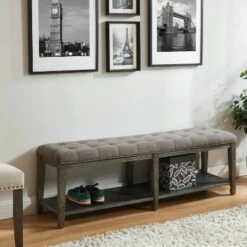 Wixam Tufted Bench Gray - HOMES: Inside + Out