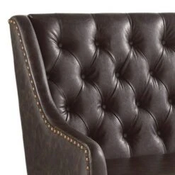 44" Nailhead Trim Leatherette Accent Bench Brown - Benzara -Ottomans Official Shop unnamed file 2770