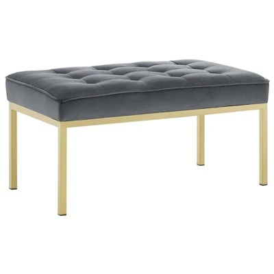 Loft Stainless Steel Leg Medium Performance Velvet Bench Gold/Gray - Modway 3 Loft Stainless Steel Leg Medium Performance Velvet Bench Gold/Gray - Modway