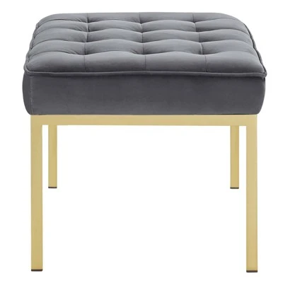 Loft Stainless Steel Leg Medium Performance Velvet Bench Gold/Gray - Modway 4 Loft Stainless Steel Leg Medium Performance Velvet Bench Gold/Gray - Modway – Image 2