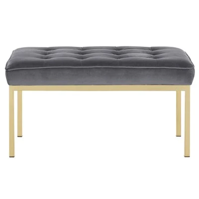 Loft Stainless Steel Leg Medium Performance Velvet Bench Gold/Gray - Modway 5 Loft Stainless Steel Leg Medium Performance Velvet Bench Gold/Gray - Modway – Image 3