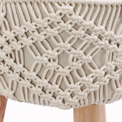 Decor Therapy Nirobi Crocheted Stool White - Décor Therapy 4 Decor Therapy Nirobi Crocheted Stool White - Décor Therapy – Image 2