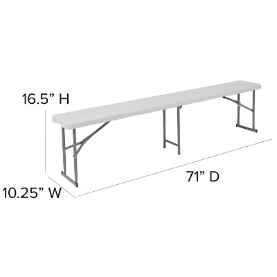 Flash Furniture 10.25''W x 71''L Bi-Fold Granite White Plastic Bench with Carrying Handle 5 Flash Furniture 10.25''W x 71''L Bi-Fold Granite White Plastic Bench with Carrying Handle – Image 3