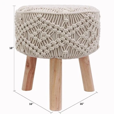 Decor Therapy Nirobi Crocheted Stool White - Décor Therapy 7 Decor Therapy Nirobi Crocheted Stool White - Décor Therapy – Image 5