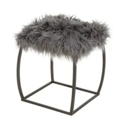 Olivia & May Contemporary Faux Fur Foot Stool Gray - Olivia & May -Ottomans Official Shop unnamed file 2848